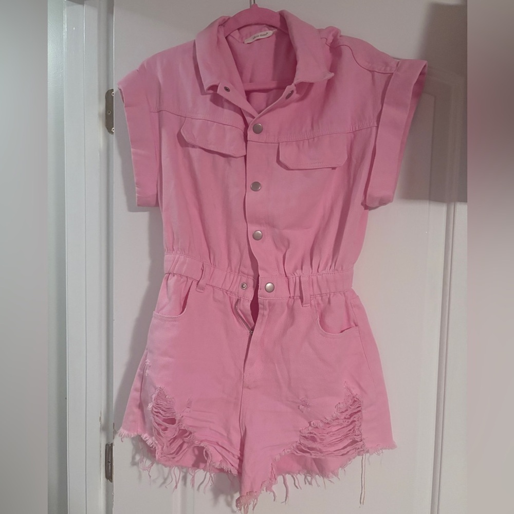 Pink Button-Up Romper
